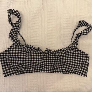 J Crew Gingham Ruffle Bikini Top
